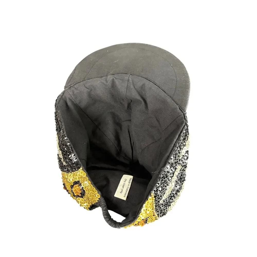 Vintage All Sequin 90s maximalist Animal Print Design Baseball Hat Zebra Cheetah - Picture 2 of 6